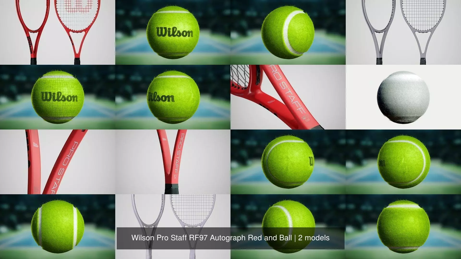 Wilson Pro Staff RF97 Autograph Red and Ball 3D Model Collection_0