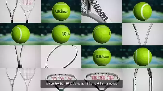 Wilson Pro Staff RF97 Autograph Silver and Ball 3D Model Collection