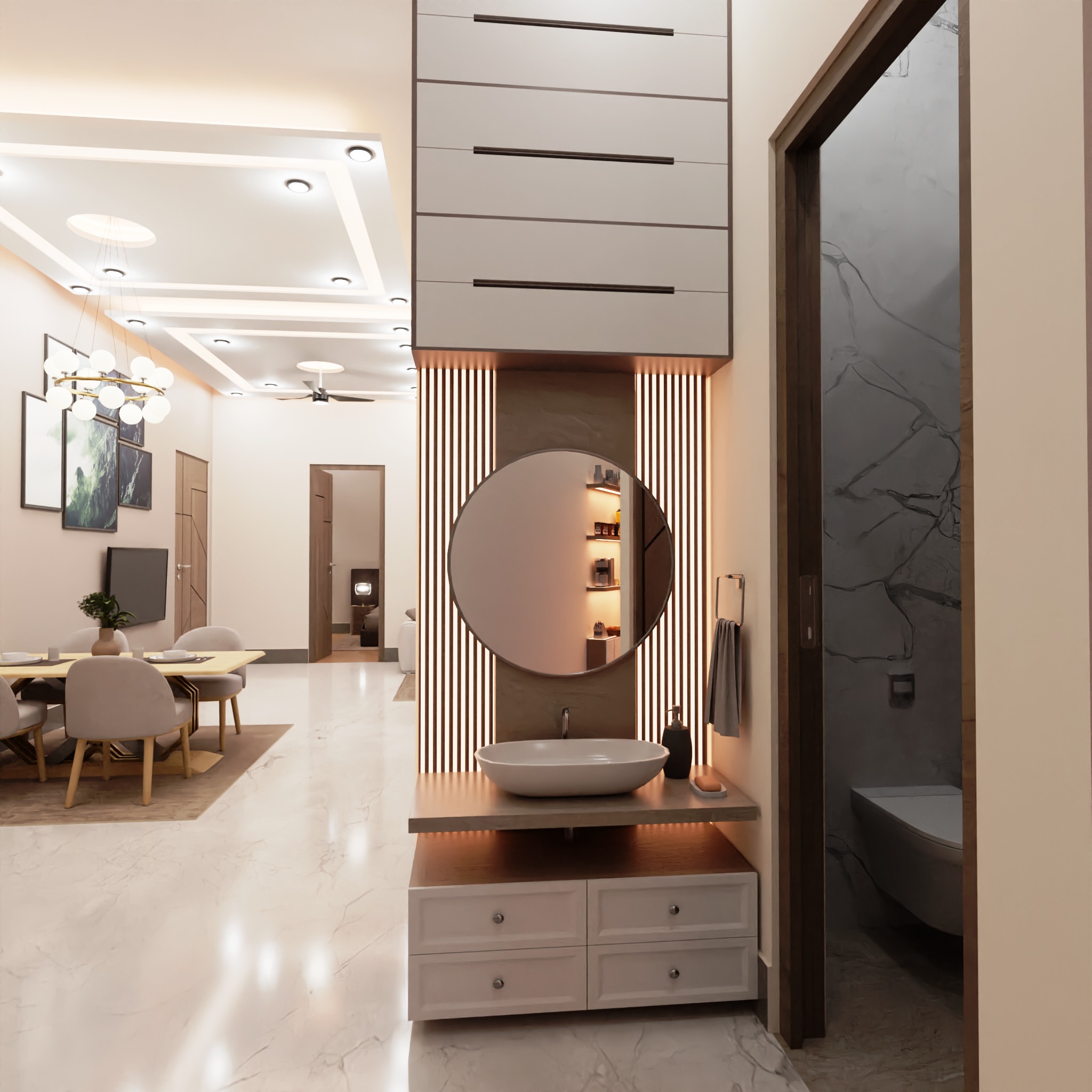 2 BHK Apartment Interior with Assets DS3 Low-poly 3D model_12