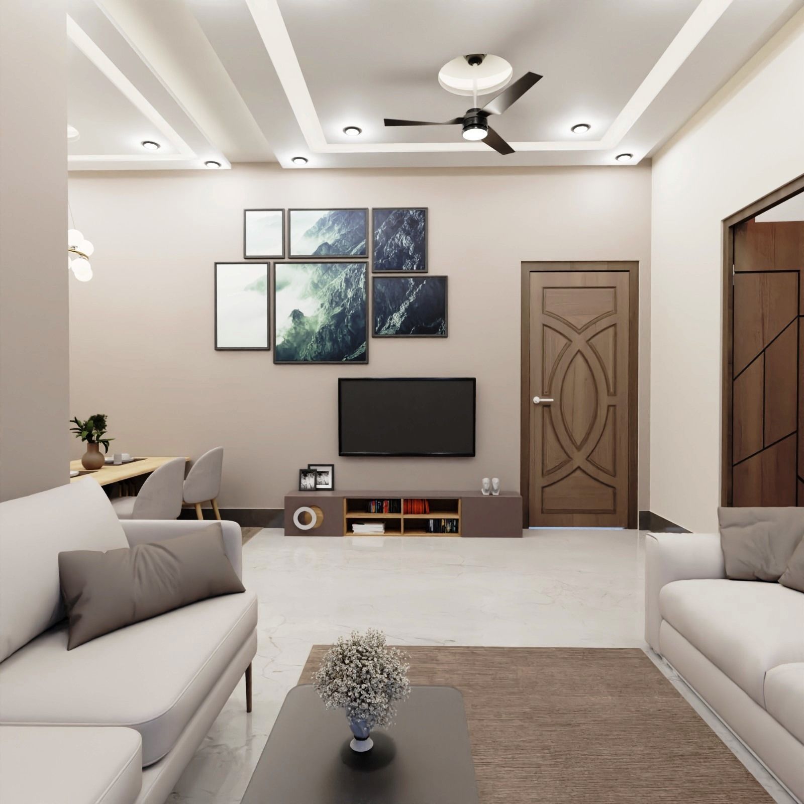 2 BHK Apartment Interior with Assets DS3 Low-poly 3D model_1