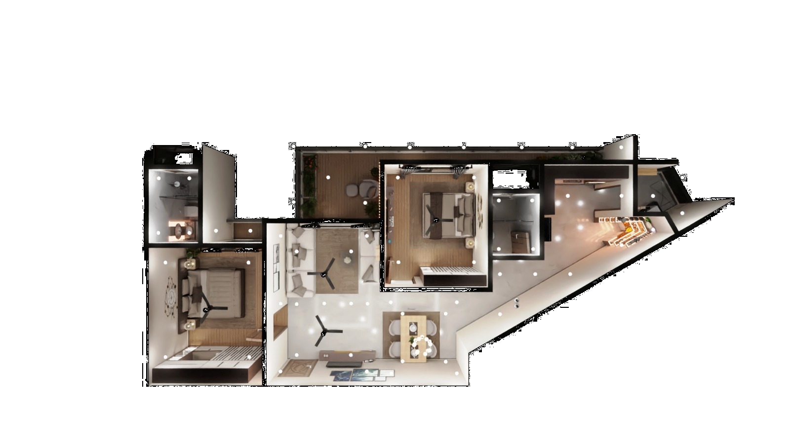 2 BHK Apartment Interior with Assets DS3 Low-poly 3D model_24