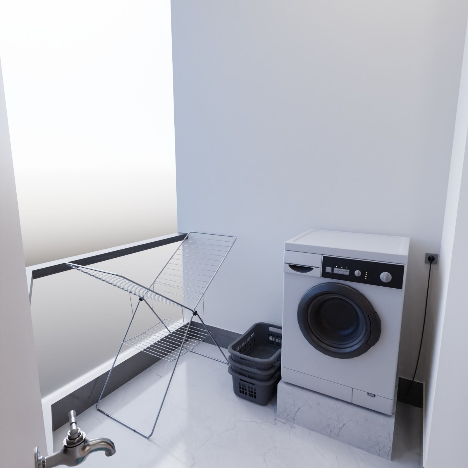 2 BHK Apartment Interior with Assets DS3 Low-poly 3D model_18