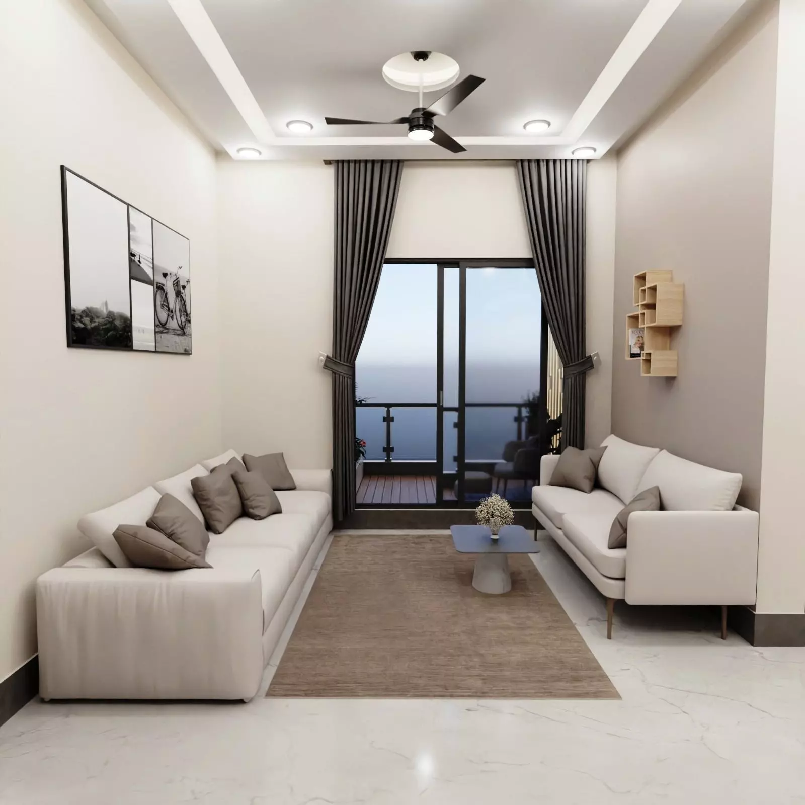 2 BHK Apartment Interior with Assets DS3 Low-poly 3D model_0