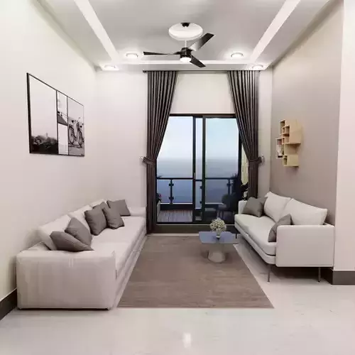2 BHK Apartment Interior with Assets DS3 Low-poly 3D model