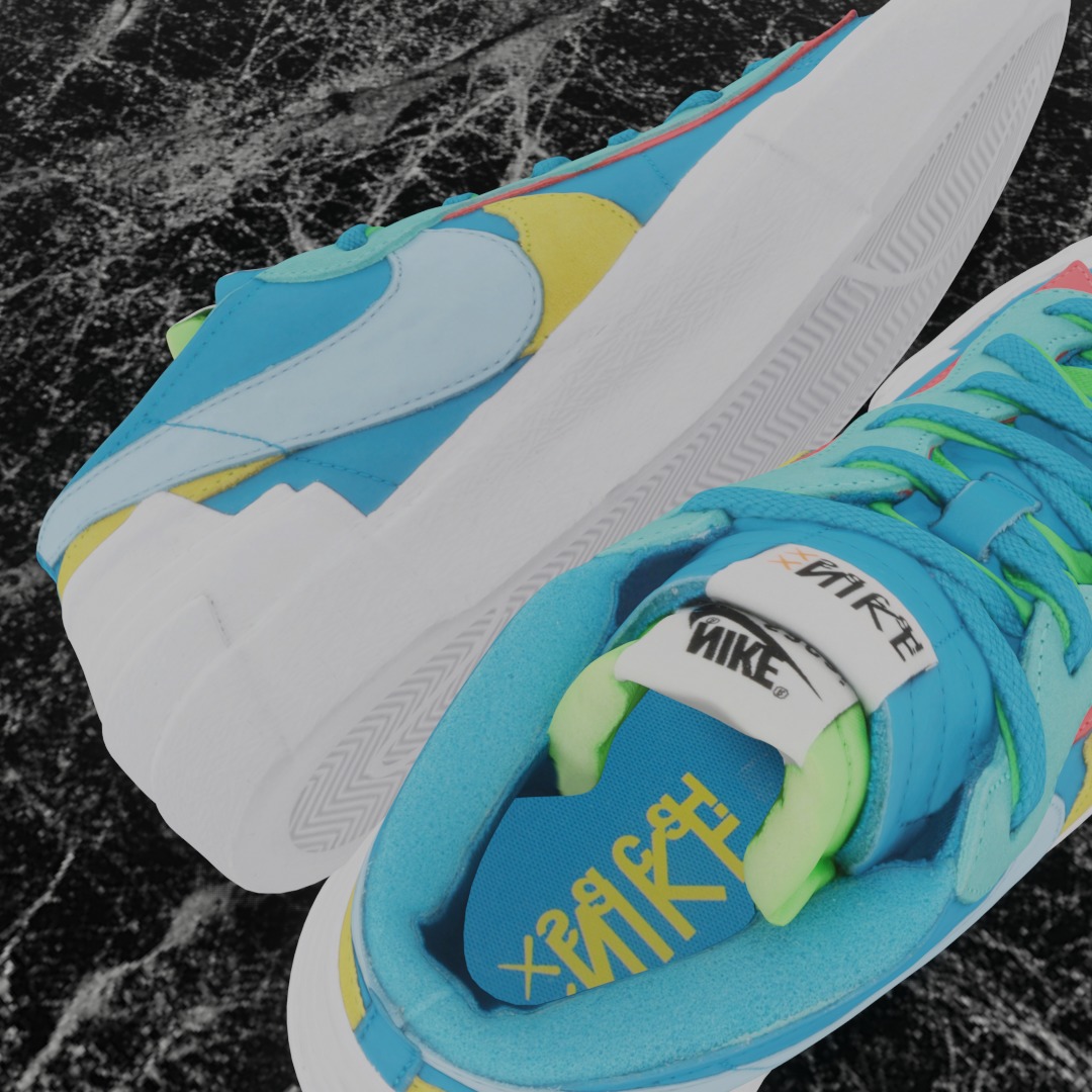Nike Blazer Low Sacai x Kaws Neptune Blue 3D SHOES Low-poly 3D model_10