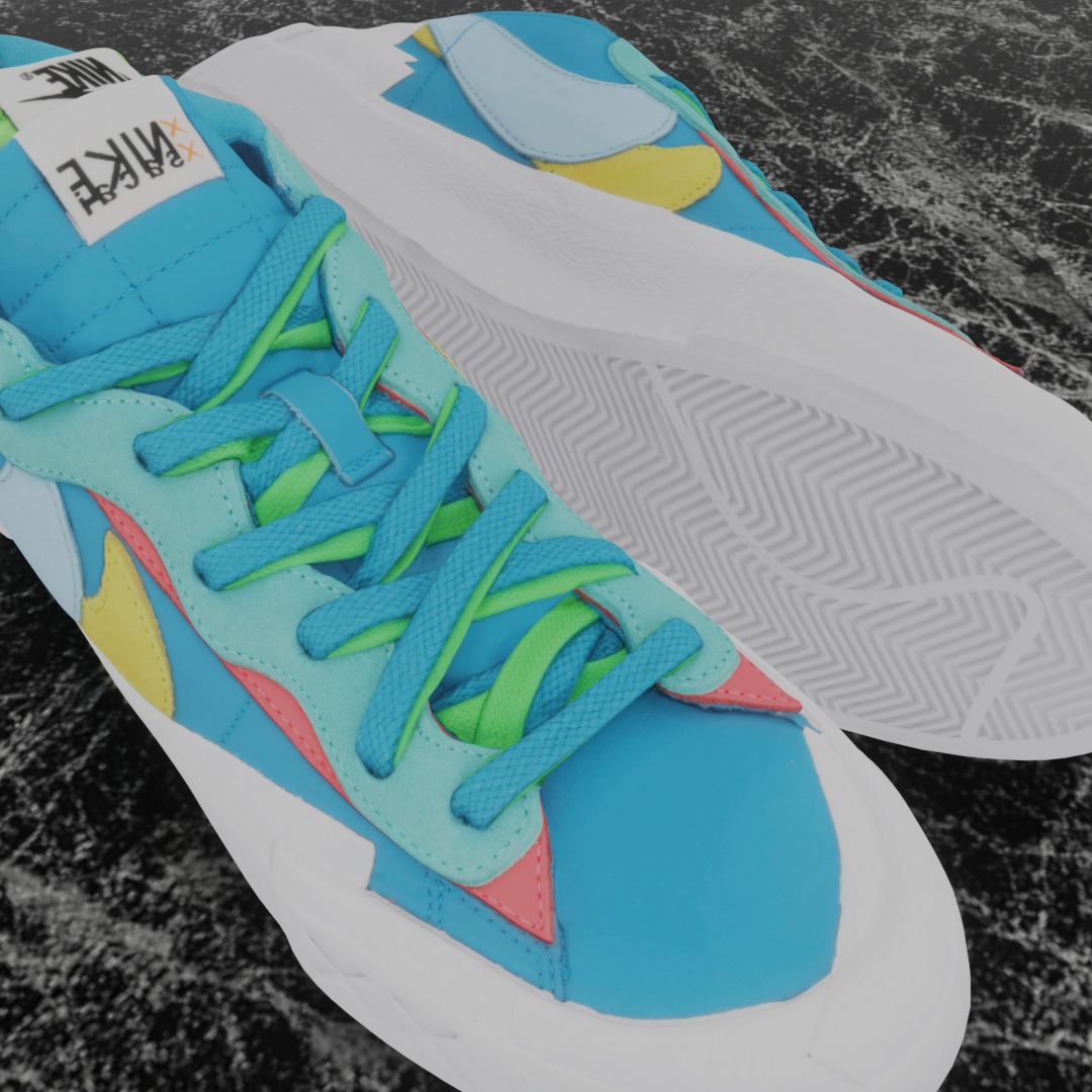 Nike Blazer Low Sacai x Kaws Neptune Blue 3D SHOES Low-poly 3D model_11