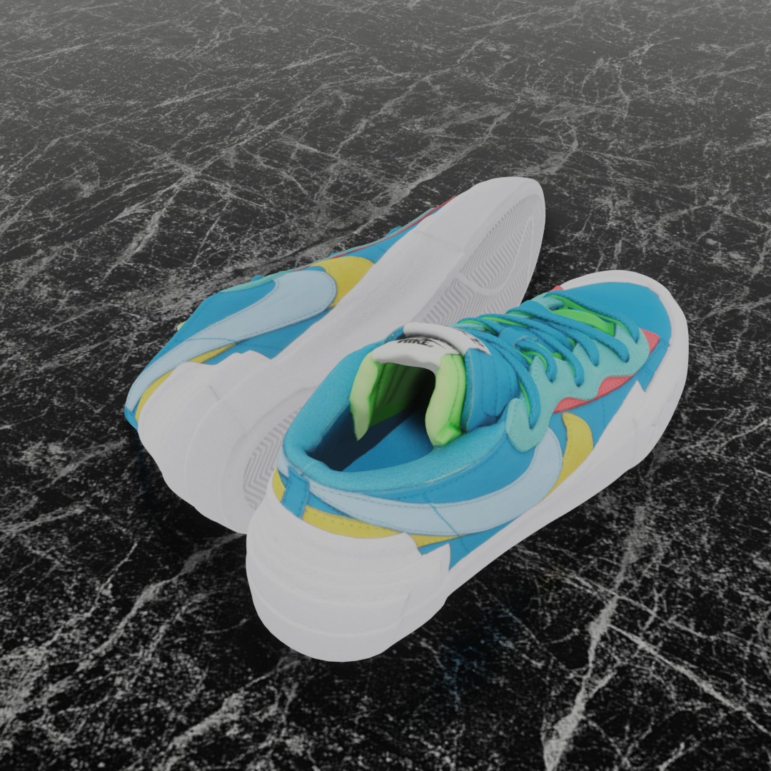 Nike Blazer Low Sacai x Kaws Neptune Blue 3D SHOES Low-poly 3D model_5