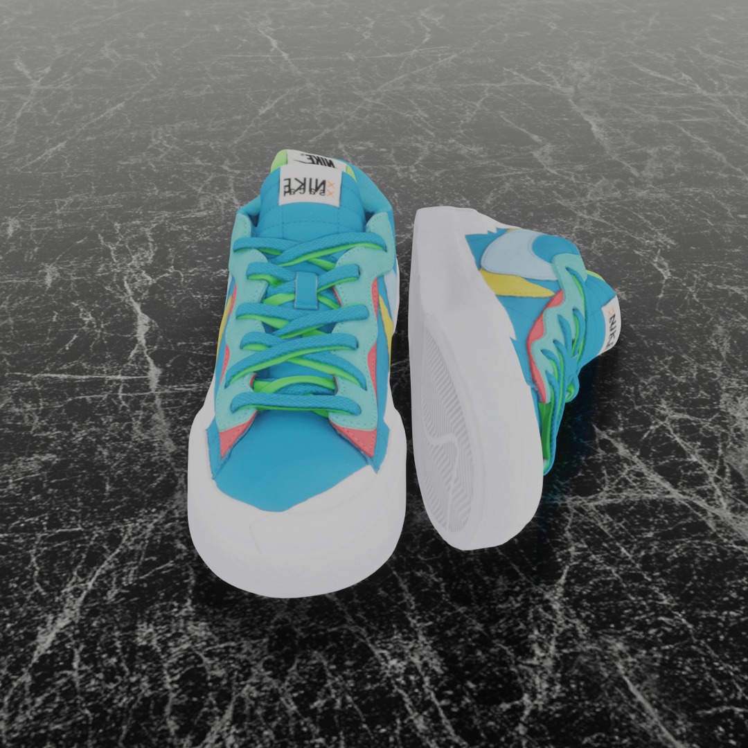 Nike Blazer Low Sacai x Kaws Neptune Blue 3D SHOES Low-poly 3D model_3