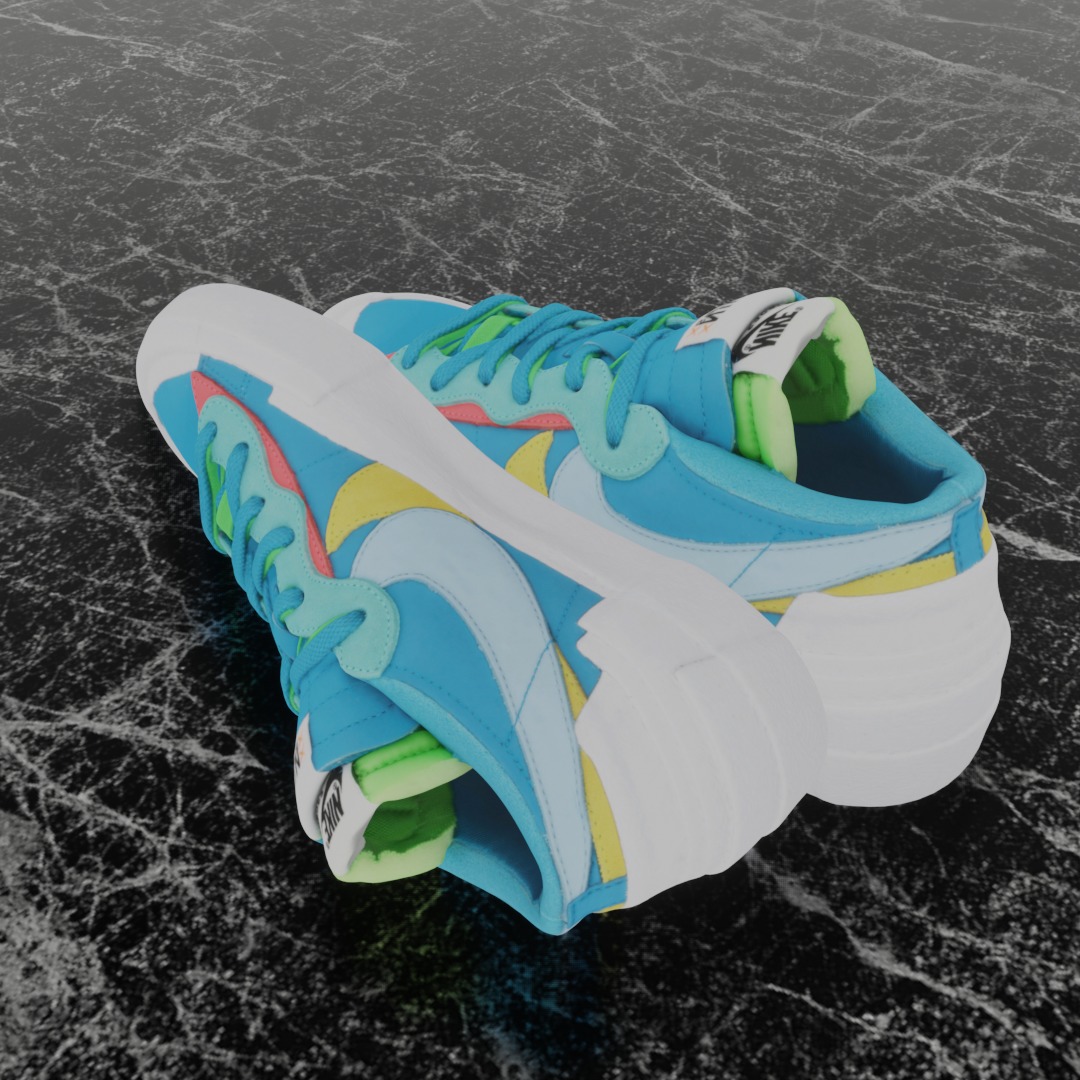 Nike Blazer Low Sacai x Kaws Neptune Blue 3D SHOES Low-poly 3D model_6