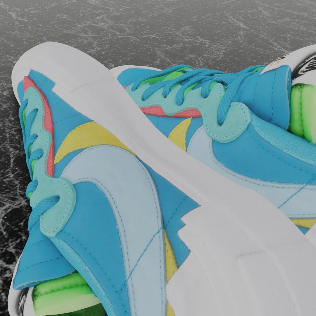 Nike Blazer Low Sacai x Kaws Neptune Blue 3D SHOES Low-poly 3D model_8
