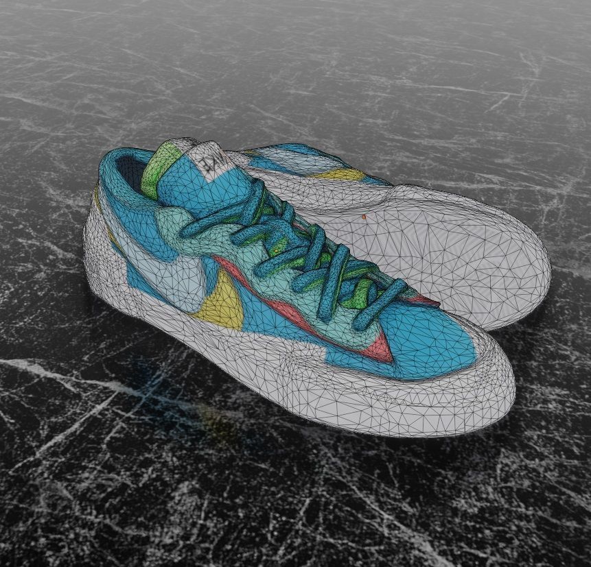 Nike Blazer Low Sacai x Kaws Neptune Blue 3D SHOES Low-poly 3D model_12