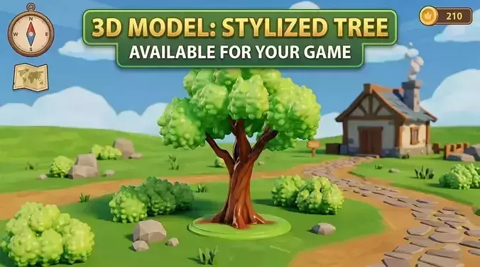 stylized tree for game prop