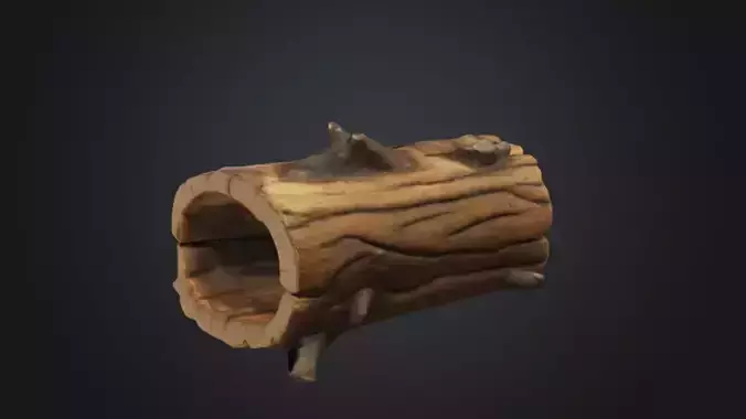 Hollow Log stylized for game ready 3D Game Ready Model