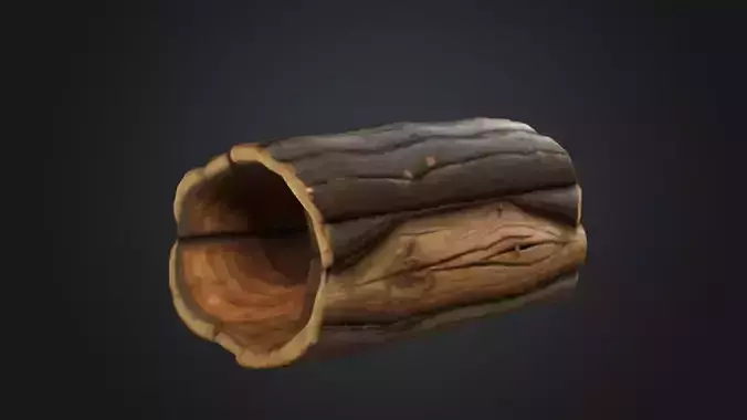 Hollow Log stylized for game ready