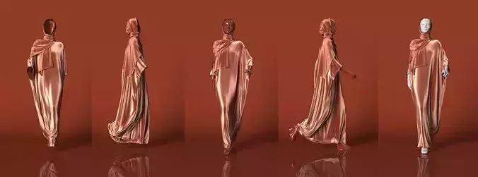 Abaya with hijab Walk Cycle 3D model 3D model
