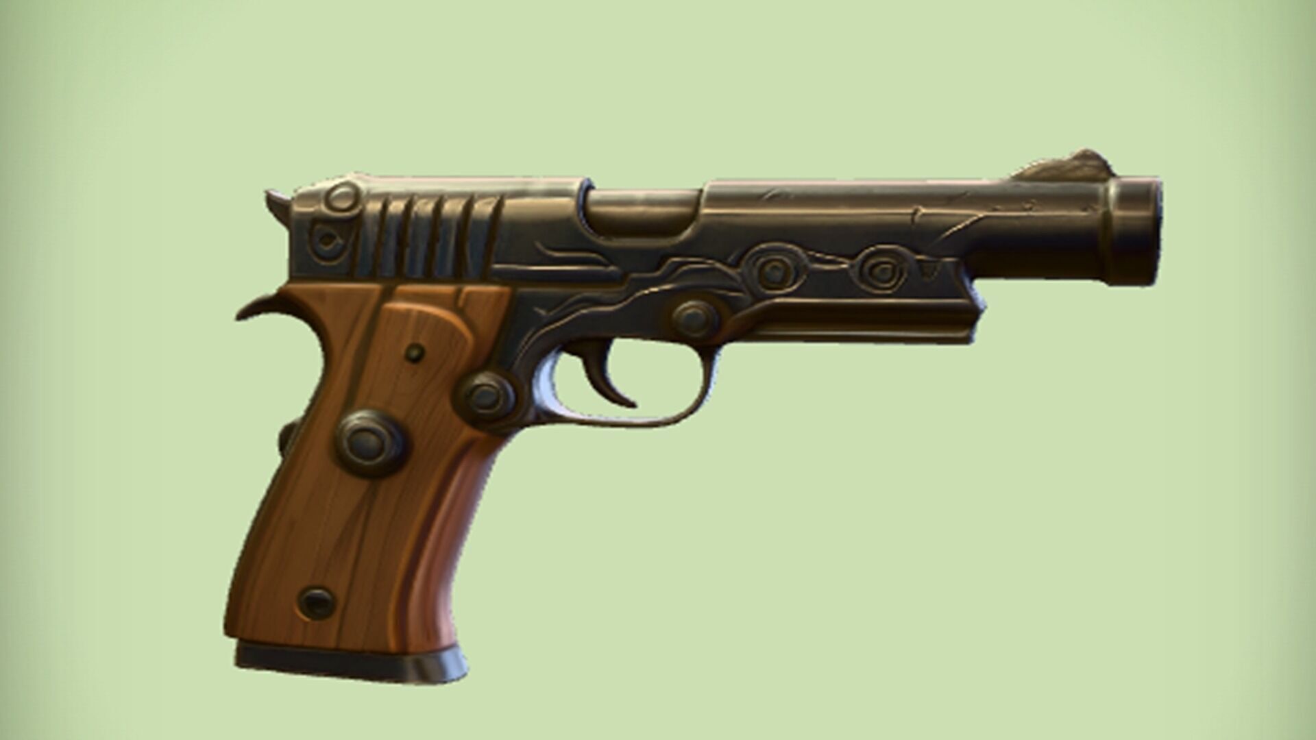 Handgun with wooden grip 3D model_8