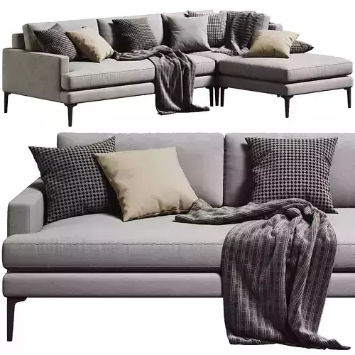 West Elm Andes Sectional Chaise 02 3D model