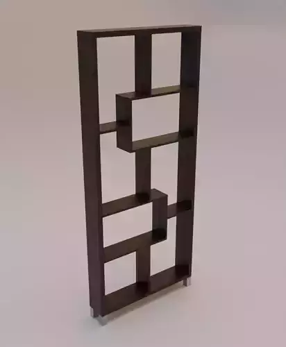 Modern Modular Shelf - Dark Wood with Metal Legs 3D model