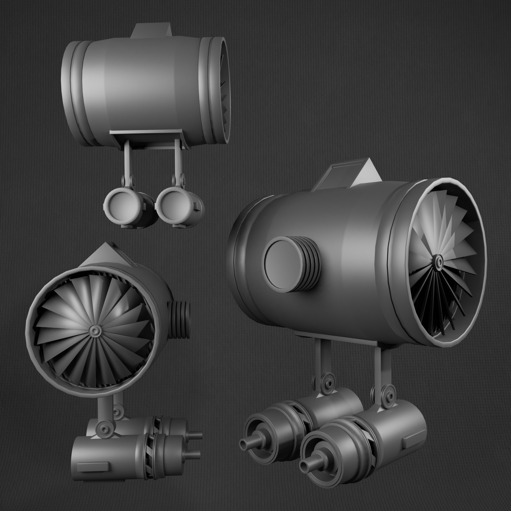 Destroyer-style space combat spacecraft - 3d Low-poly Low-poly 3D model_1