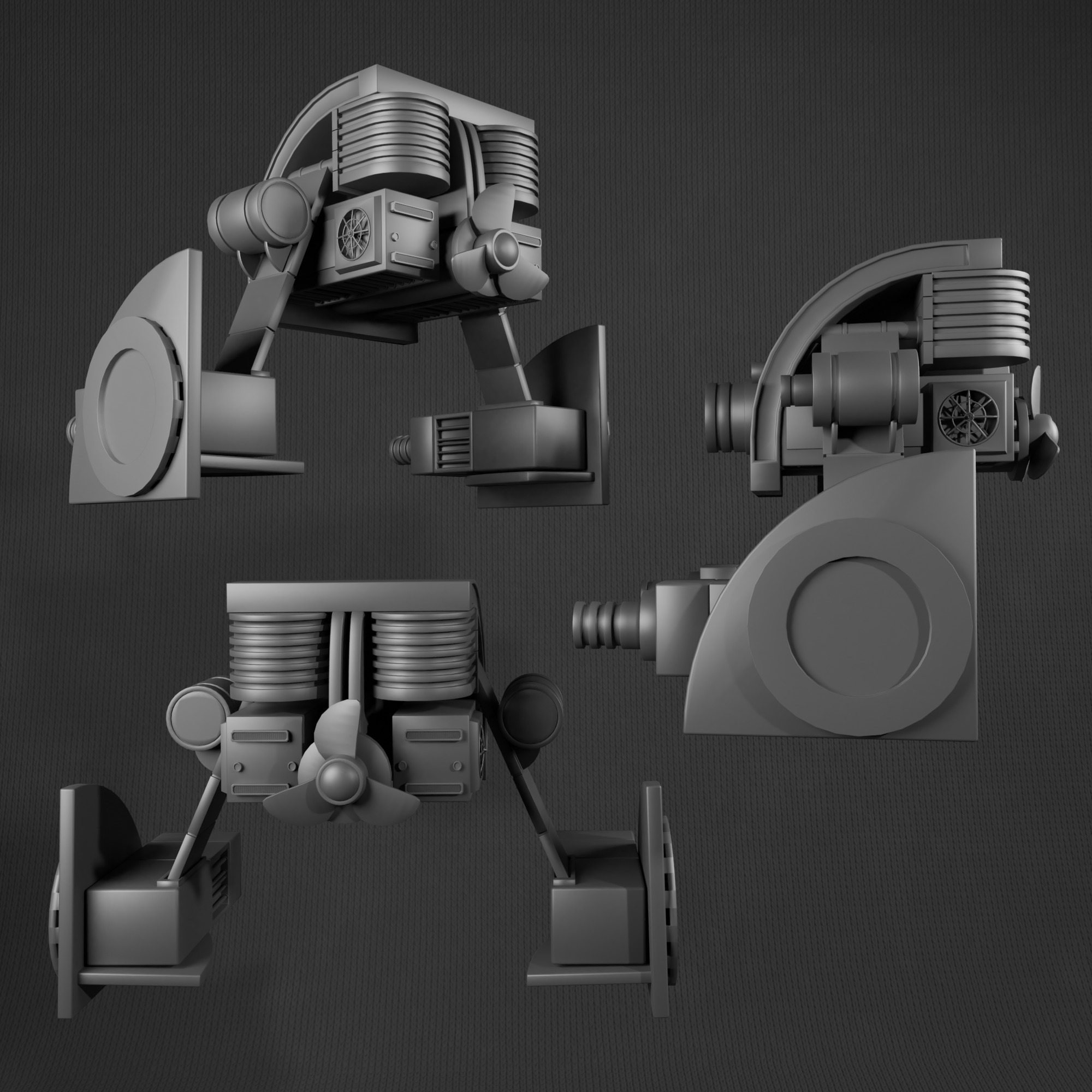 Destroyer-style space combat spacecraft - 3d Low-poly Low-poly 3D model_1