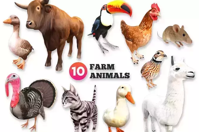 Farm Animals 3D Model Bundle - Part 2