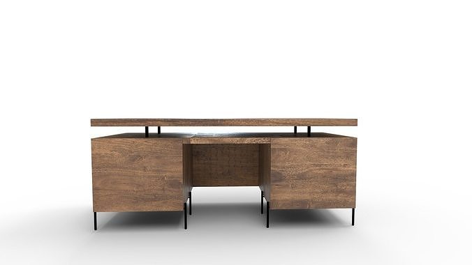 Raffael Carved Wood Executive Desk 3D model 2