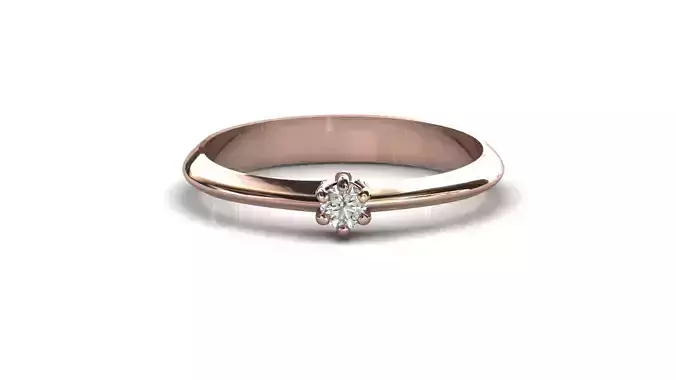 STL 3DM Print Ready Women Diamond Ring Lightweight Printable 
