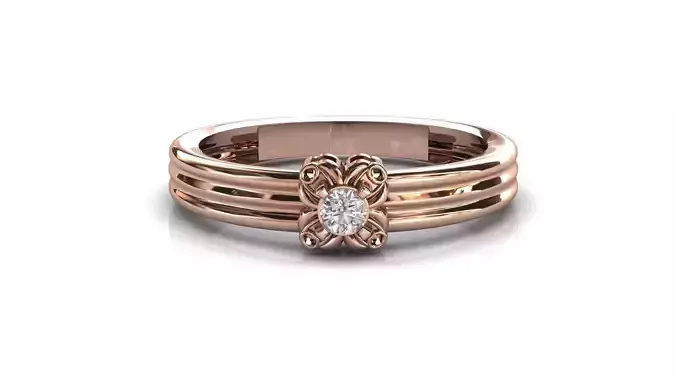 STL 3DM Print Ready Women Diamond Ring Lightweight Printable 