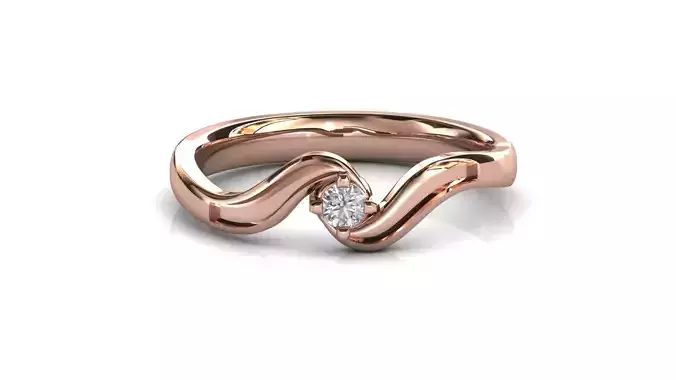 STL 3DM Print Ready Women Diamond Ring Lightweight Printable 