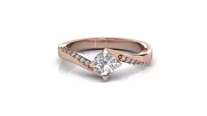 STL 3DM Print Ready Women Diamond Ring Lightweight Printable 