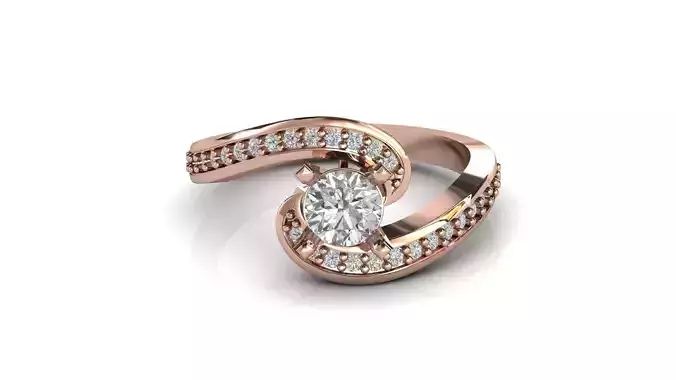 STL 3DM Print Ready Women Diamond Ring Lightweight Printable 