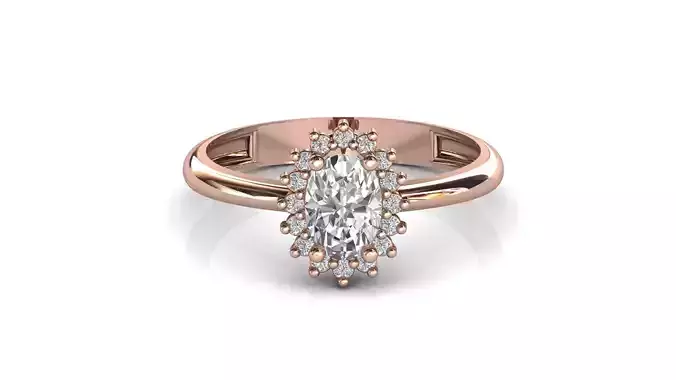 STL 3DM Print Ready Women Diamond Ring Lightweight Printable 