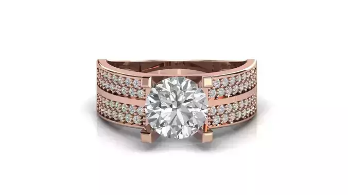 STL 3DM Print Ready Women Diamond Ring Lightweight Printable 