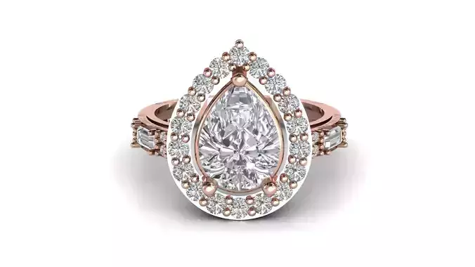 STL 3DM Print Ready Women Diamond Ring Lightweight Printable 