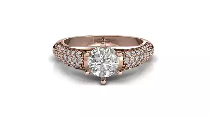 STL 3DM Print Ready Women Diamond Ring Lightweight Printable 