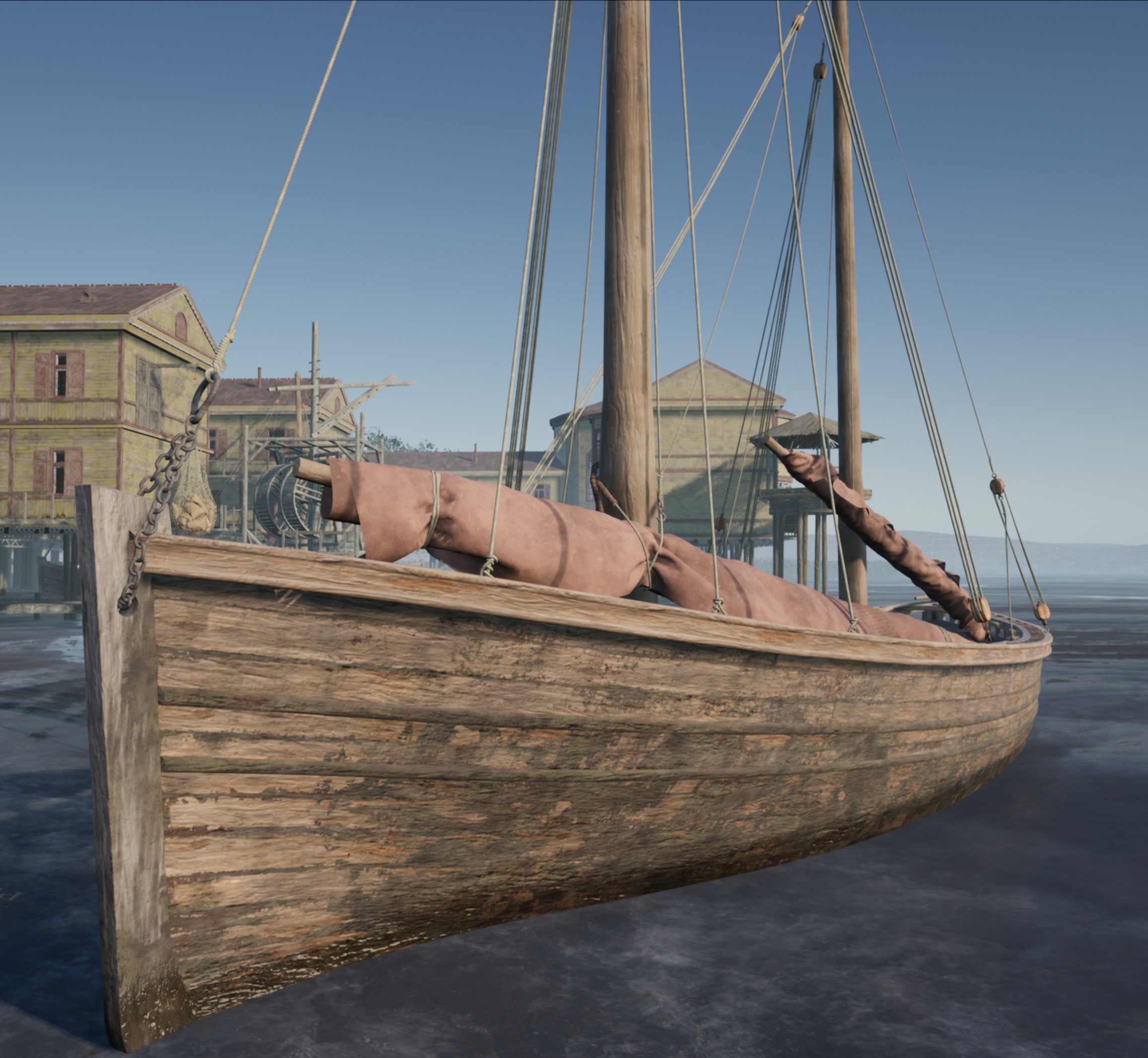 Sail boat Low-poly 3D model_6