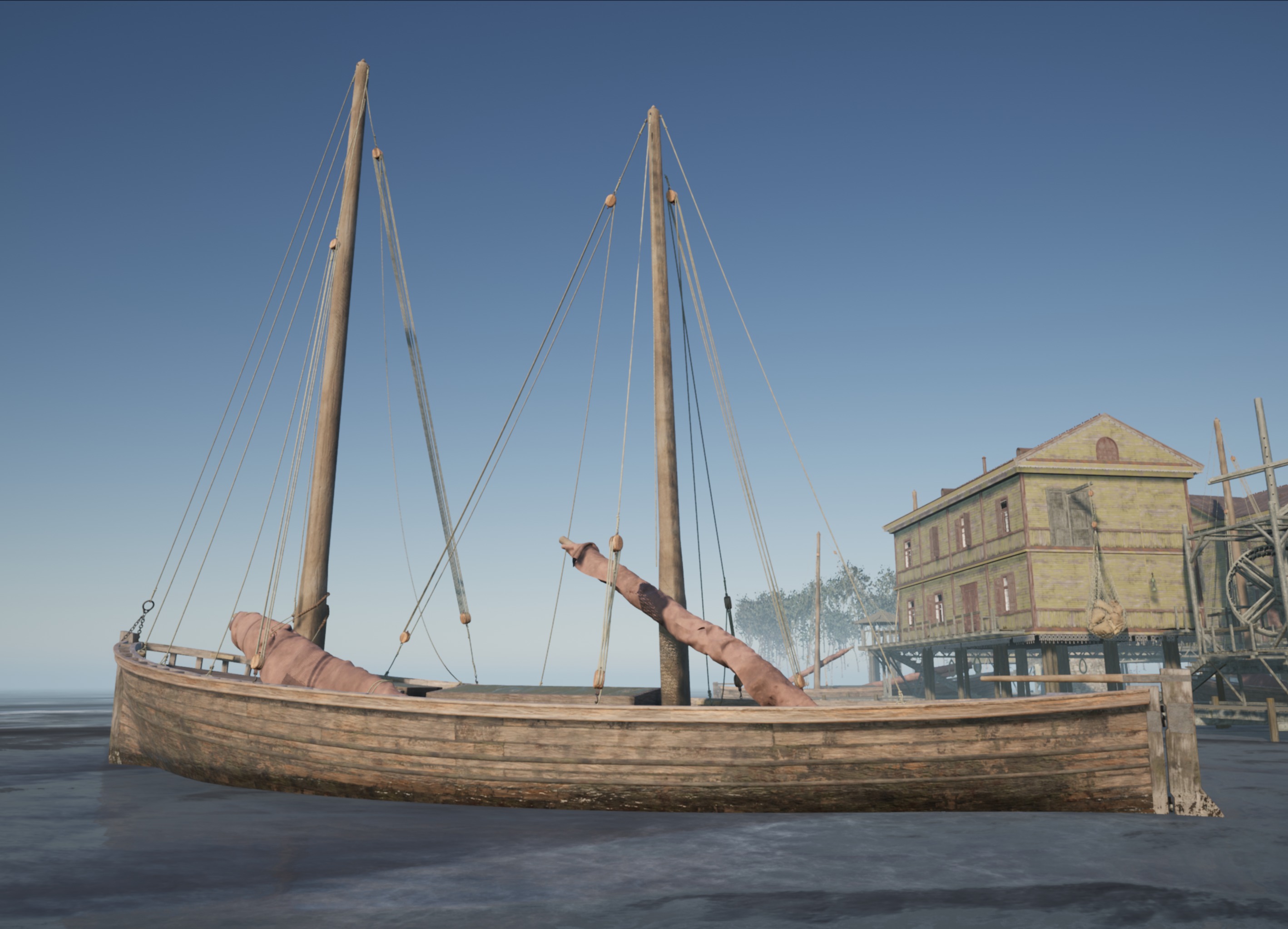 Sail boat Low-poly 3D model_2