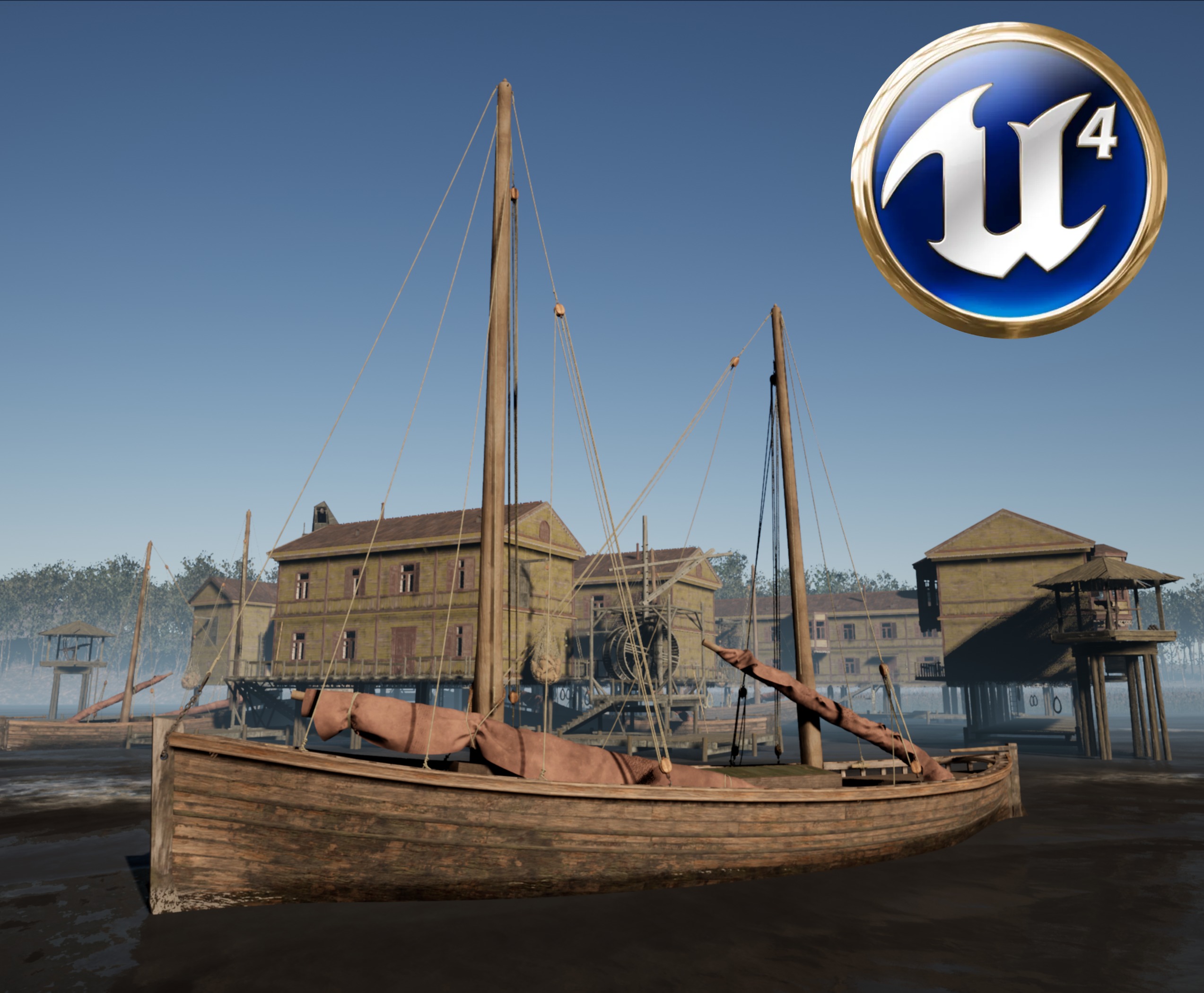 Sail boat Low-poly 3D model_0