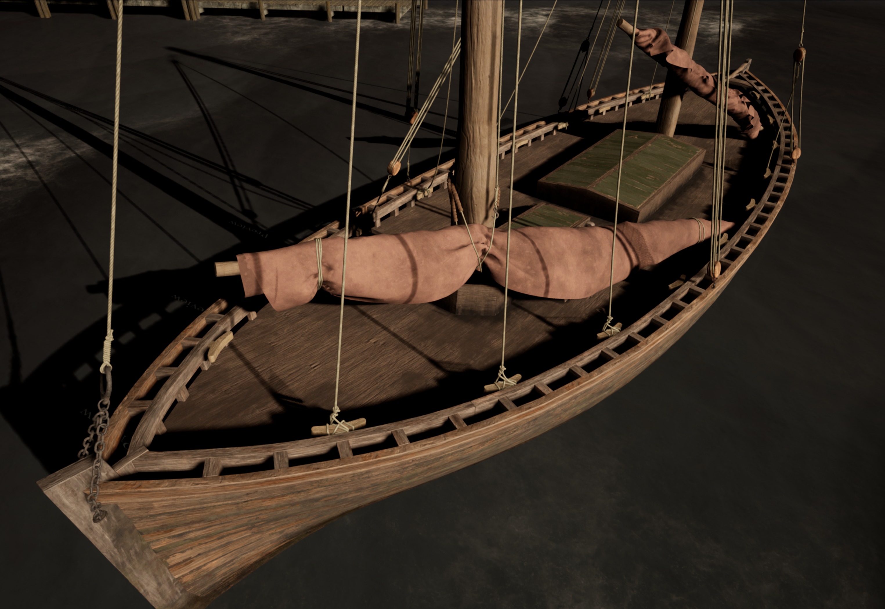 Sail boat Low-poly 3D model_5