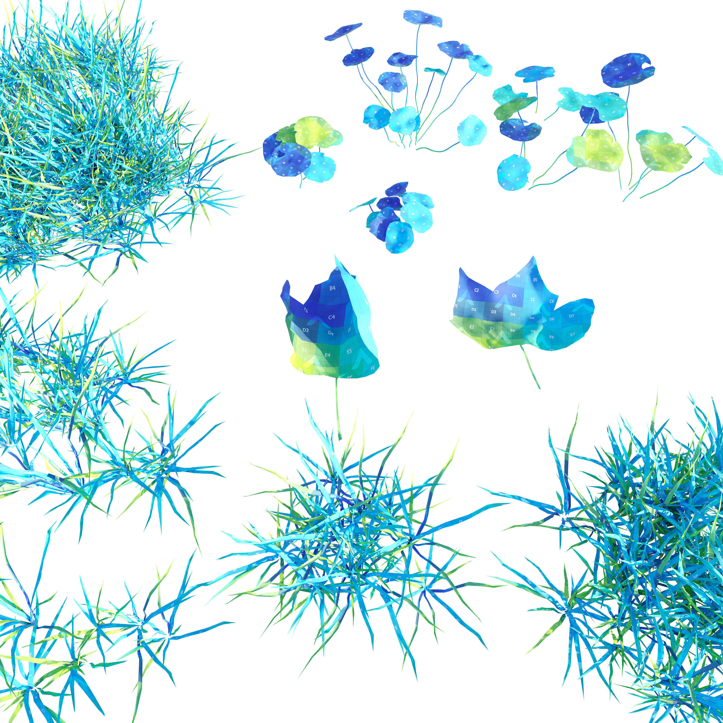 Patchy Green Grass 3D model_7