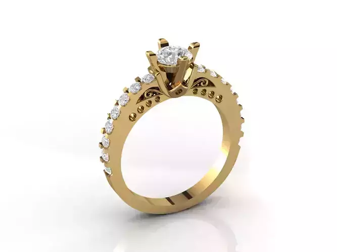 STL 3DM Print Ready Women Diamond Ring Lightweight Printable 