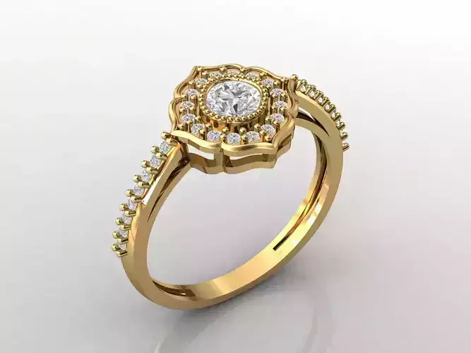 STL 3DM Print Ready Women Diamond Ring Lightweight Printable 