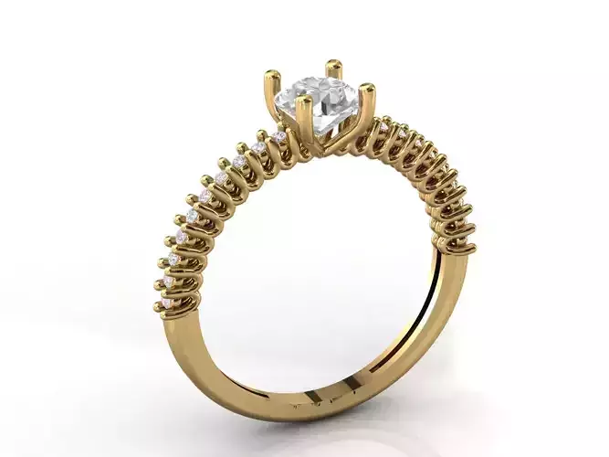 STL 3DM Print Ready Women Diamond Ring Lightweight Printable 