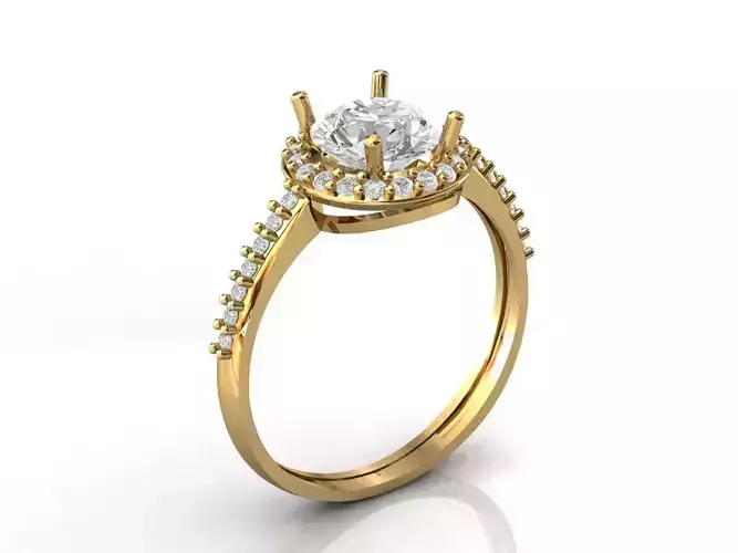 STL 3DM Print Ready Women Diamond Ring Lightweight Printable 