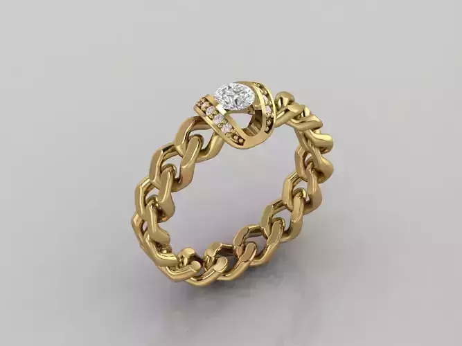 STL 3DM Print Ready Women Diamond Ring Lightweight Printable 