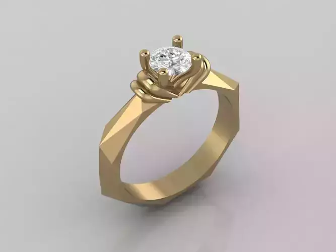 STL 3DM Print Ready Women Diamond Ring Lightweight Printable 