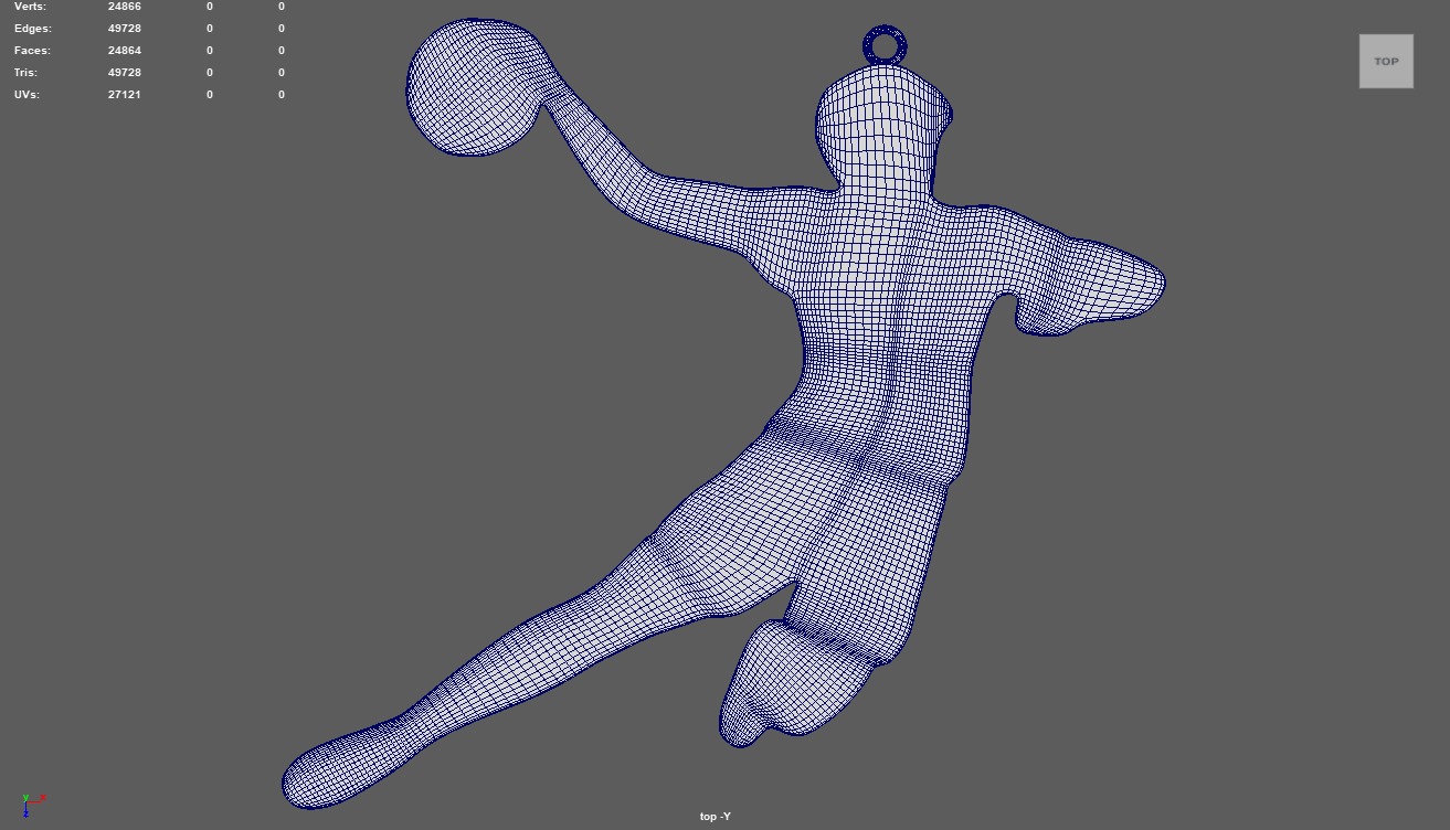 Handball Key Ring Chain 01 Low-poly 3D model_7