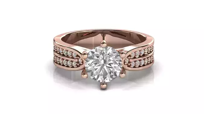 STL 3DM Print Ready Women Diamond Ring Lightweight Printable 