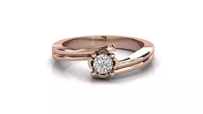 STL 3DM Print Ready Women Diamond Ring Lightweight Printable 