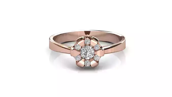 STL 3DM Print Ready Women Diamond Ring Lightweight Printable 